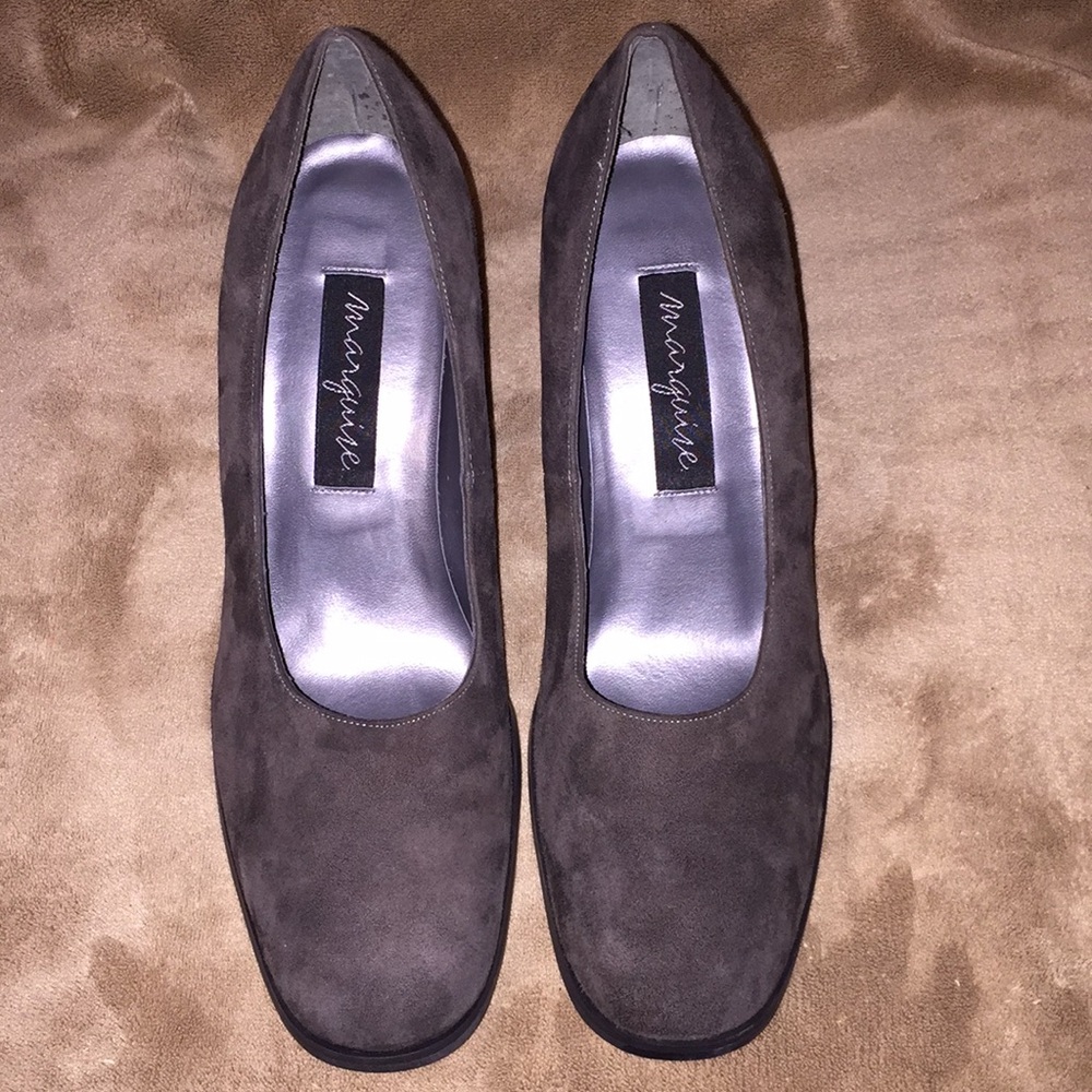 NWOT Marquise Sz 7.5M dk gray suede 3.25” heels